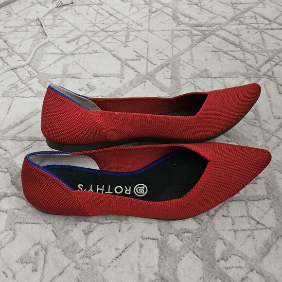 Rothy’s The Point Ballet Flats Women 9 Chili Red Slip-On Casual Textile Washable - Picture 4 of 7